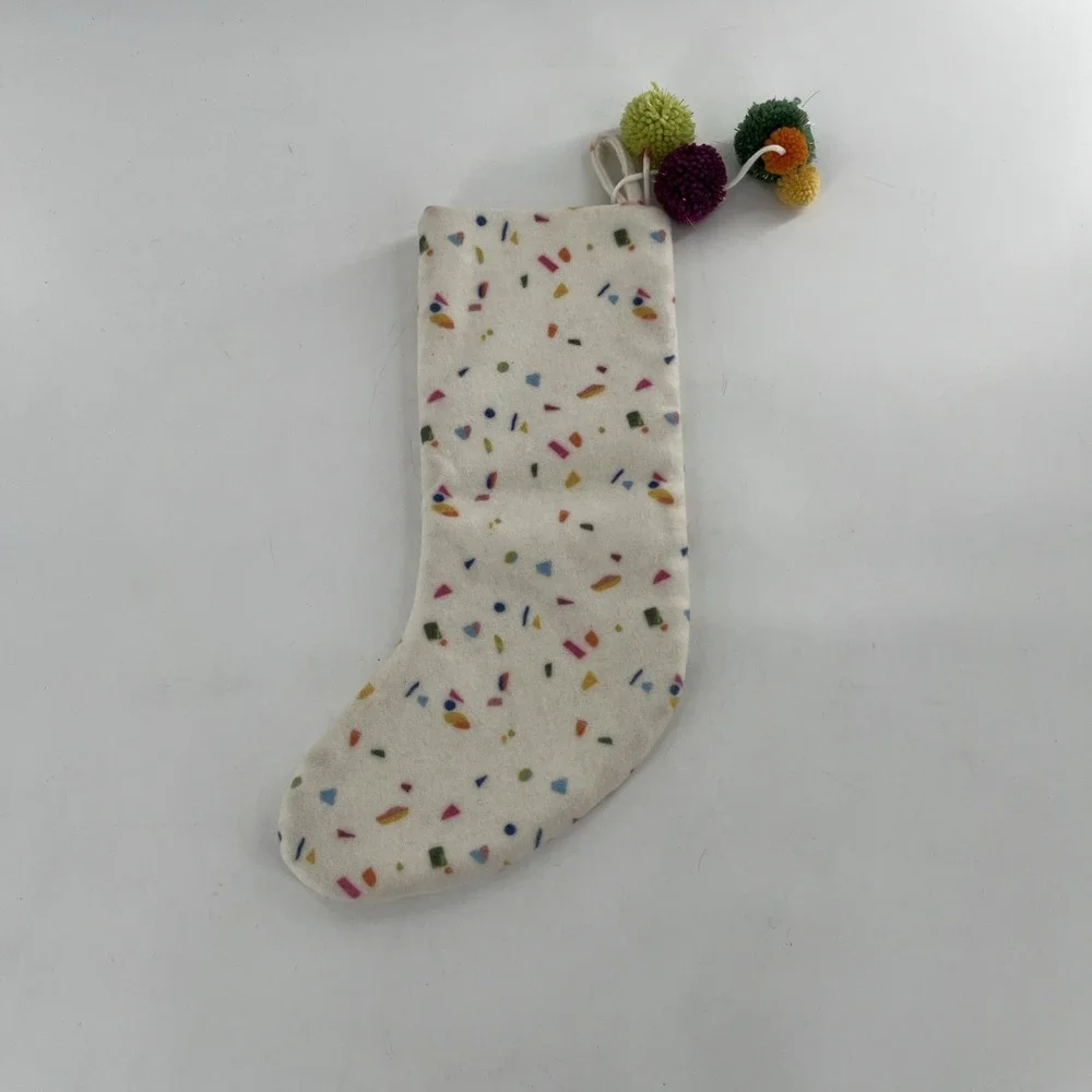 Opalhouse Target‎ Christmas Stocking Monogram Initial Letter T Confetti Poms 20